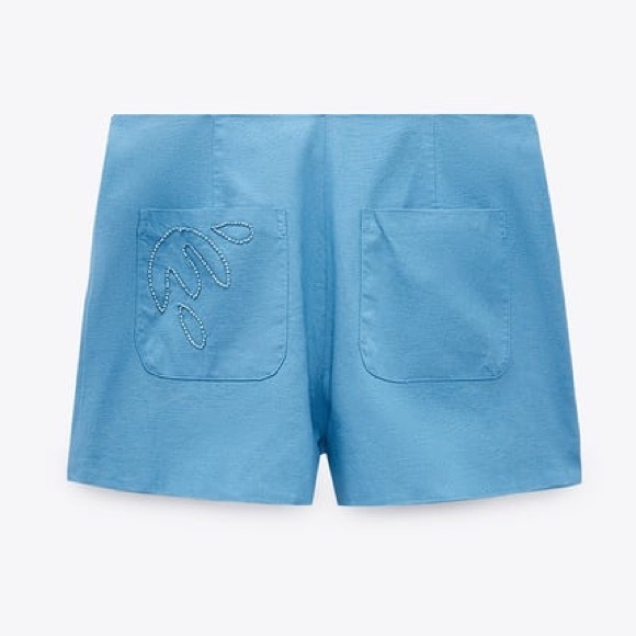 Zara Beaded Linen Blend Shorts - Picture 15 of 15